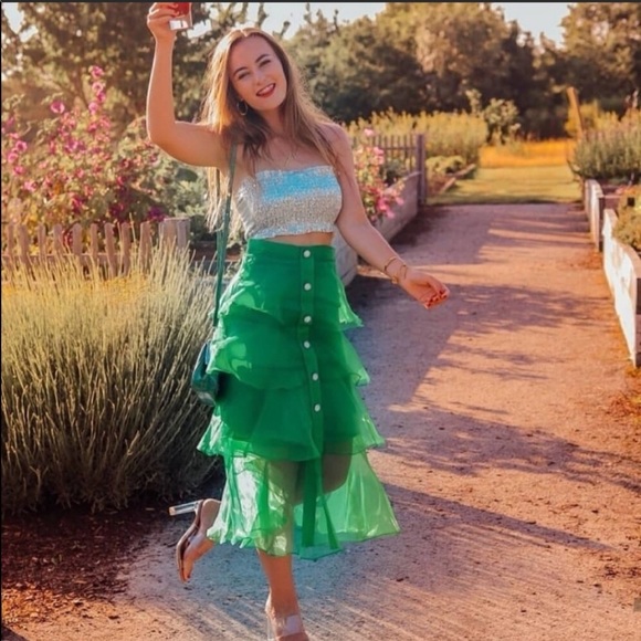 ZARA RUFFLE ORGANZA SKIRT - Picture 2 of 7